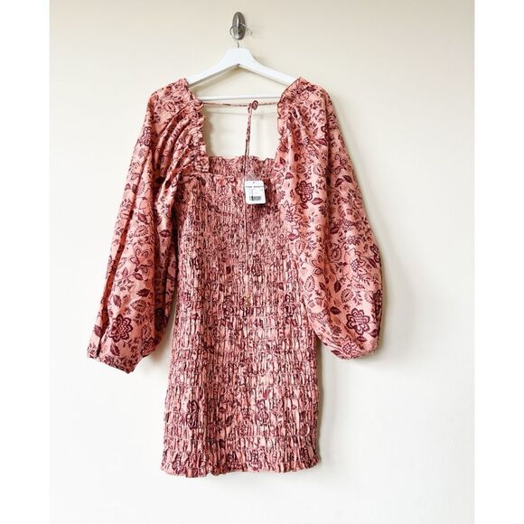 Free People Floral Long Sleeve Dress - Pink and Brown - Picture 9 of 10